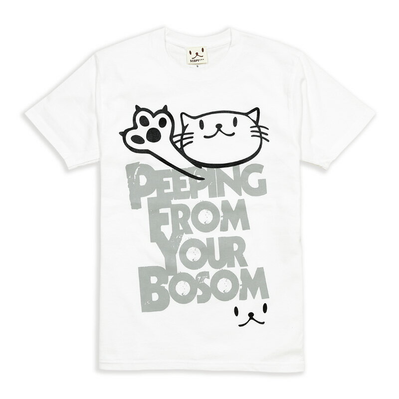 【 本日24時まで クーポンで最大10%OFF 】 猫 ねこ おもしろ かわいい Tシャツ PEEPING CAT ( ホワイト ) | ネコ 猫柄 猫雑貨 | メンズ レディース 半袖 | おしゃれ ペアルック プレゼント | 大きいサイズ 【メール便】 SCOPY / スコーピー