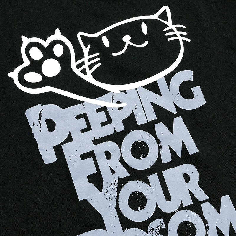 【 本日24時まで クーポンで最大10%OFF 】 猫 ねこ おもしろ かわいい Tシャツ PEEPING CAT ( ブラック ) | ネコ 猫柄 猫雑貨 | メンズ レディース 半袖 | おしゃれ ペアルック プレゼント | 大きいサイズ 【メール便】 SCOPY / スコーピー