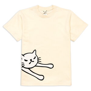 【 送料無料 】 猫 ねこ おもしろ かわいい Tシャツ LAZY CAT ( ナチュラル ) | ネコ 猫柄 猫雑貨 | メンズ レディース 半袖 服 | おしゃれ ペアルック プレゼント | 大きいサイズ 【メール便】 SCOPY / スコーピー