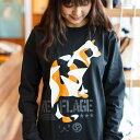 【 本日24時まで クーポンで 最大10%OFF 】 猫 ねこ おもしろ かわいい ロンT MIKE-FLAGE ( ブラック ) | ネコ 猫柄 猫雑貨 | メンズ レディース 長袖 Tシャツ | おしゃれ ペアルック プレゼント | 大きいサイズ 【メール便】 SCOPY / スコーピー