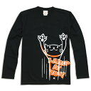 【 本日24時まで 最大P6倍 & 全品5%OFFクーポン 】 猫 ねこ おもしろ かわいい ロンT JUMP ( ブラック ) | ネコ 猫柄 猫雑貨 | メ...