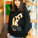 【 明日10時まで 5%OFFクーポンあり 】 猫 ねこ おもしろ かわいい パーカー MIKE-FLAGE ( ブラック ) | ネコ 猫柄 猫雑貨 | メン...
