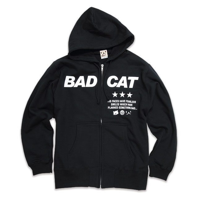 【 5/31まで 300円OFFクーポンあり 】 猫 ねこ おもしろ かわいい パーカー BAD CAT ( ブラック ) | ネコ 猫柄 猫雑貨 | メンズ レディース 春 秋 冬おしゃれ ペアルック プレゼント | 大きいサイズ | SCOPY / スコーピー