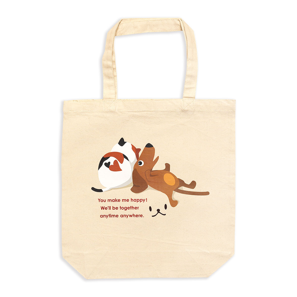 【 バレンタイン 期間限定 】 猫 ねこ おもしろ かわいい トートバッグ together ( ナチュラル ) | ネコ 猫柄 猫雑貨 猫グッズ | バッグ ランチバッグ | メンズ レディース おしゃれ プレゼント 【メール便】 SCOPY / スコーピー