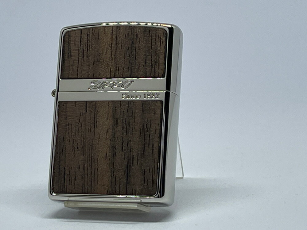 ZIPPO両面加工 Wood Series WN-Wood ライト ウッドプレート貼り ホワイトニッケル