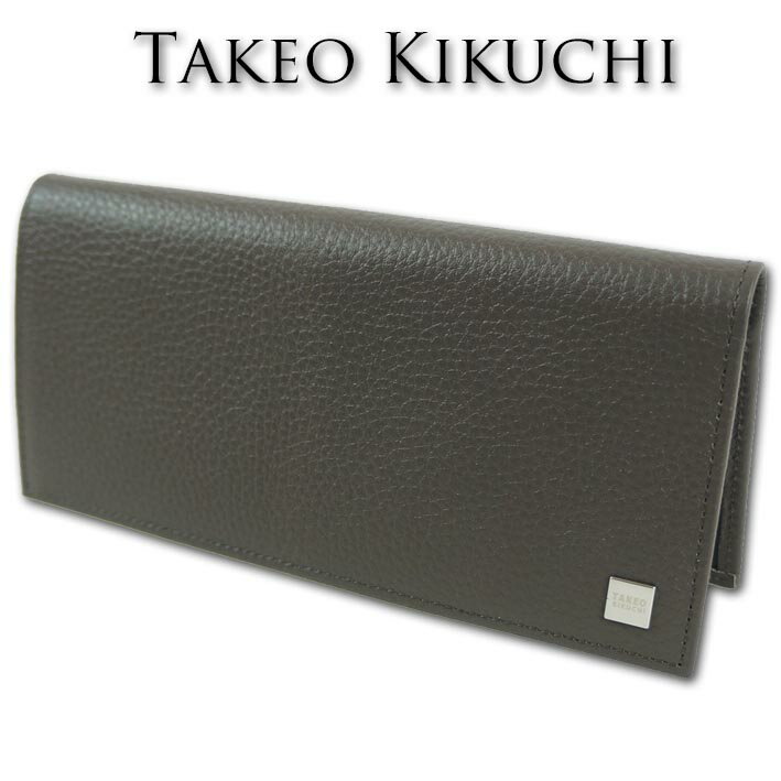 タケオキクチ 革長財布 メンズ タケオキクチ TAKEO KIKUCHI 牛革 SCOTCHGARD 長財布 メンズ グレー