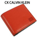 CKカルバンクライン CK CALVIN KLEIN 牛革 二つ折り財布 ワキシー メンズ オレンジ系