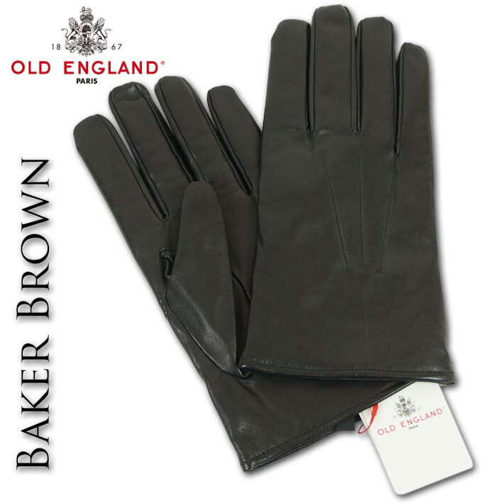 Baker Brown（ベイカーブラウン） 羊革 レザー 手袋 メンズ ブラック 黒 OLD ENGLAND イギリス製