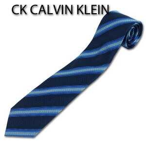 シーケーカルバンクライン CK CALVIN KLEIN シルク パネルストライプ ネクタイ ネイビー系 メンズ 日本製