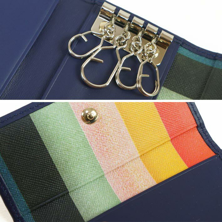 ポールスミス Paul Smith 牛革 クラシックレザー キーケース レディース ブルー系