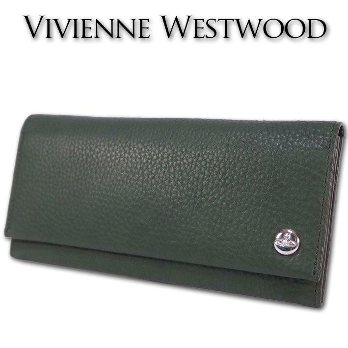 ヴィヴィアンウエストウッド 長財布（メンズ） ヴィヴィアンウエストウッド Vivienne Westwood 牛革 ワックスドレザー 長財布 メンズ グリーン スリム