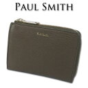 ポールスミス Paul Smith 山羊革／牛革 カラースロット L字ファスナー ミニ財布 レディース メンズ カーキ キャッシュレス ユニセックス 男女兼用 プレゼント ギフト