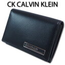 カルバンクライン 名刺入れ（メンズ） CKカルバンクライン CK CALVIN KLEIN 牛革 名刺入れ ポリッシュ メンズ ブラック 黒 定価11,000円 キップレザー カードケース ガラスレザー バイアスカット 特価