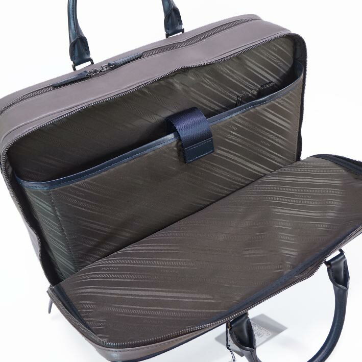 フジタカ FUJITAKA ダブルルーム レザービジネスバッグ B4 メンズ グレー ジェードレザーII 日本製 定価86,900円 2WAY ブリーフケース 出張 セットアップ機能 30代 40代 50代