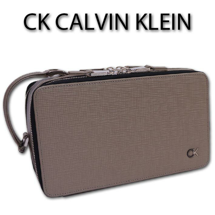 カルバン・クライン 結婚式向きバッグ メンズ CKカルバンクライン CK CALVIN KLEIN 牛革 ダブルファスナー ポーチ メンズ トープ セカンドバッグ クラッチバッグ 定価29,700円 レザー 冠婚葬祭 結婚式