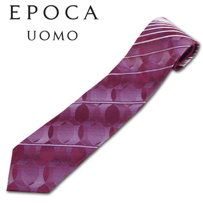 エポカウォモ EPOCA UOMO シルク ストライプ＆サークル ネクタイ レッド系 赤 メンズ 日本製 プレゼント ギフト 無料ラッピング可能