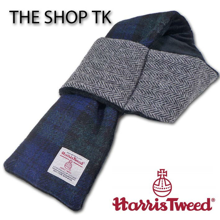 タケオキクチ THE SHOP TK × HARRIS TWEED ハリスツイード 中綿 差し込み マフラー 切り替え ネイビー×..