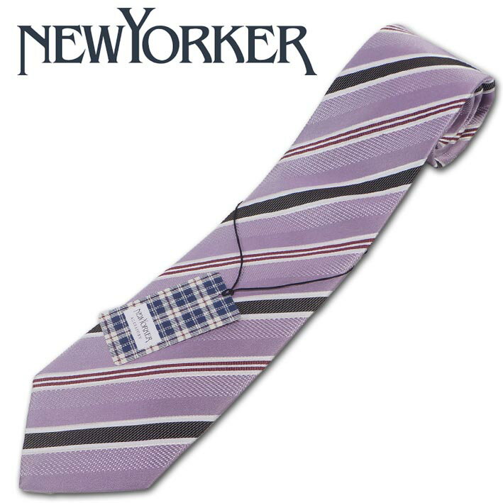 ニューヨーカー NEWYORKER ストライプ柄 ネクタイ ピンク メンズ 日本製 シルク100％ 就職活動 リクルートスタイル プレゼント ギフト 無料ラッピング可能