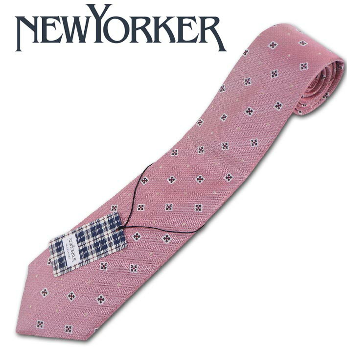 ニューヨーカー NEWYORKER シルク 小紋柄 花柄 ネクタイ ピンク メンズ 日本製 リクルートスーツ 就活 プレゼント ギフト 無料ラッピング可能