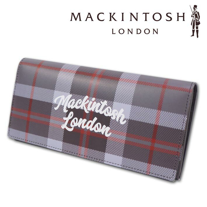 U, 吉 - 展示品 マッキントッシュロンドン 牛革 長財布 MACKINTOSH LONDON メンズ レディース グレー系 レザー ハウスチェック 箱なし