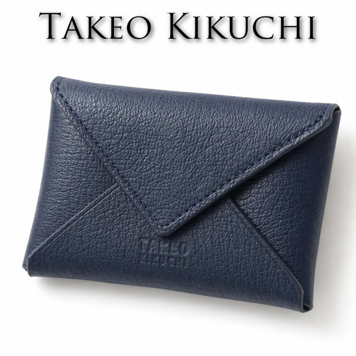 TAKEO KIKUCHI - タケオキクチ クラーク 小銭入れ コインケース 山羊革 ゴートレザー 744611 TAKEO KIKUCHI ネイビー 紺 メンズ 新品 未使用 箱付き 薄型 軽量 キャッシュレス プレゼント ギフト 無料ラッピング可能
