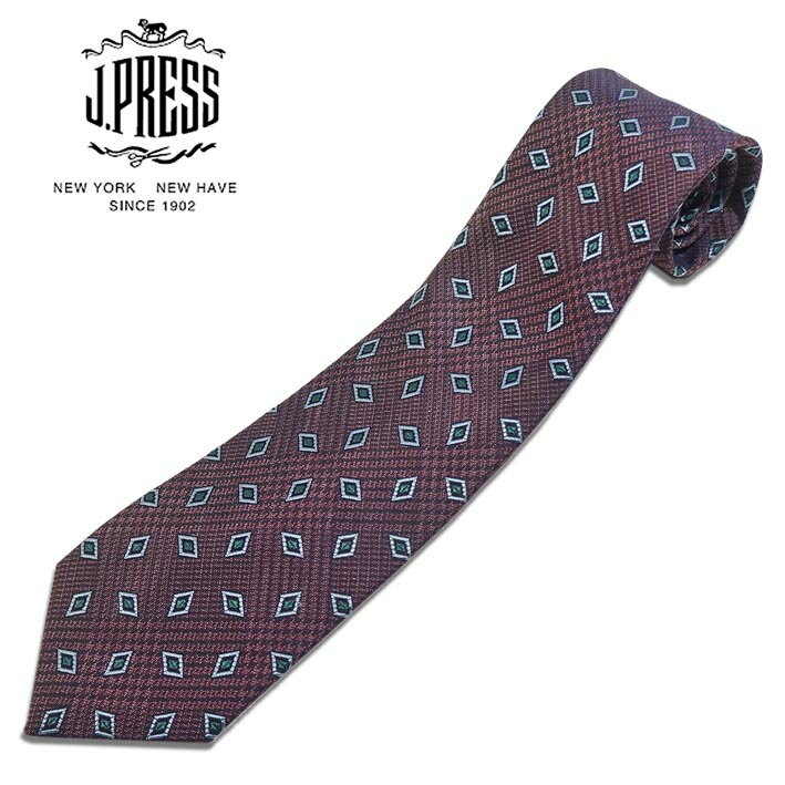 ジェイプレス J.PRESS MEN シルク 幾何学柄 ネクタイ メンズ ブラウン系 茶 新品 正規品 J.プレス プレゼント ギフト 日本製 フォーマル 無料ラッピング可能