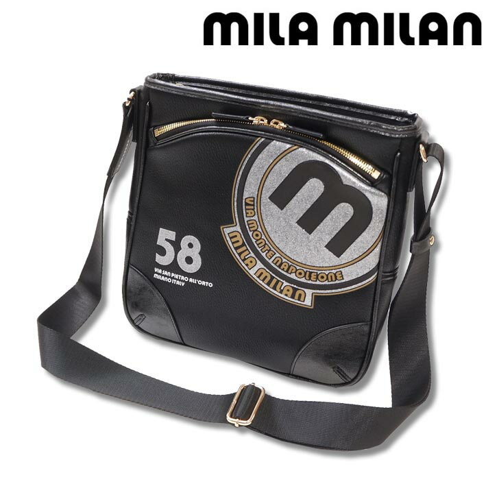 Rakuten - ミラミラン ショルダーバッグ バビラ 251101 mila milan メンズ ブラック 黒 定価16,500円 ミラショーン mila schon 軽量 防水 斜めがけバック 斜め掛けバッグ 新品 未使用