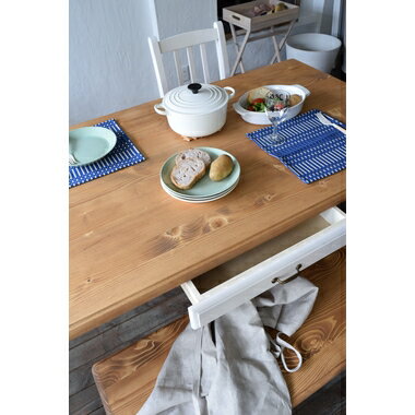 乐天商城 - ダイニングテーブル テーブル 4人用 幅150 奥行80 高さ70 150×80 ブラウン ホワイト 白 パイン 木製 引き出し ダイニング おしゃれ シンプル インテリア カフェ風 北欧