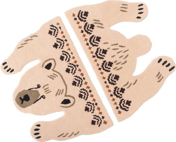 乐天商城 - アニマルアクセントラグ シロクマ セパレートタイプ ウール 幅60 奥行90cm おしゃれ かわいい ナチュラル 白熊 アニマル柄 動物柄