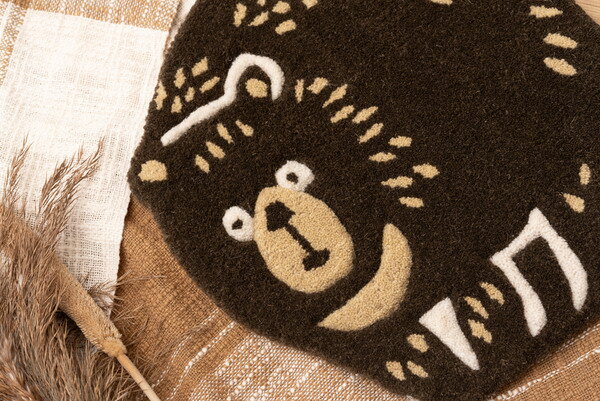 アニマルシートクッション クマ ベアー ウール おしゃれ かわいい ナチュラル アニマル柄 動物柄