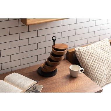 乐天商城 - アクセサリーケース 卓上 5段 木製 天然木 円形 丸型 小物入れ 直径16cm 高さ31cm シンプル スチール おしゃれ インテリア