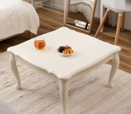 乐天商城 - 猫脚こたつテーブル 正方形 ホワイト 70×70 幅70 奥行70 高さ40 夏冬兼用 木製 シンプル おしゃれ クラシカル 一人暮らし コンパクト