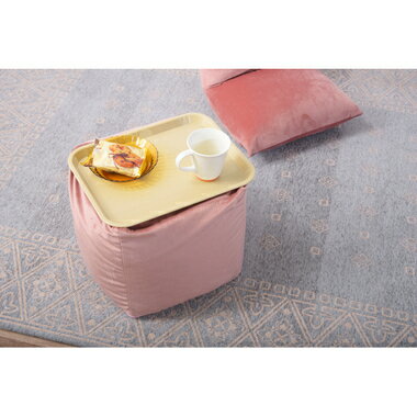 コロン ビーズクッション ミニ キューブ ピンク 30cm四方 座椅子 クッション 軽量 カバーリング マイクロビーズ ベロア調 かわいい コンパクト [3]