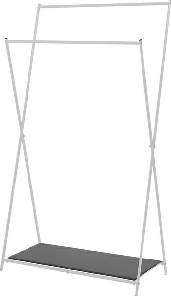 乐天商城 - 折りたたみ式ハンガーラック ホワイト 白 2段 大容量 棚板付き 幅86 奥行43 高さ150 シンプル カジュアル 軽量 スリム コンパクト 衣類収納