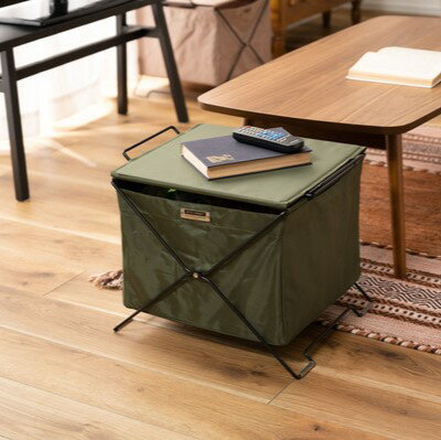 乐天商城 - フタ付き収納バスケット 収納ボックス スタッキング グリーン 幅42 奥行34 高さ35cm スチール製 おしゃれ シンプル カジュアル 小物収納 軽量 完成品