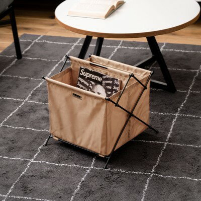 乐天商城 - 仕切り付き収納バスケット Sサイズ 収納ボックス 折りたたみ ベージュ 幅36.5 奥行40 高さ37.5cm スチール製 おしゃれ シンプル 小物収納 軽量 完成品