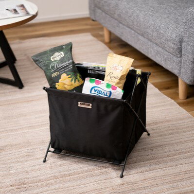 乐天商城 - 仕切り付き収納バスケット Sサイズ 収納ボックス 折りたたみ ブラック 黒 幅36.5 奥行40 高さ37.5cm スチール製 おしゃれ シンプル 小物収納 軽量 完成品