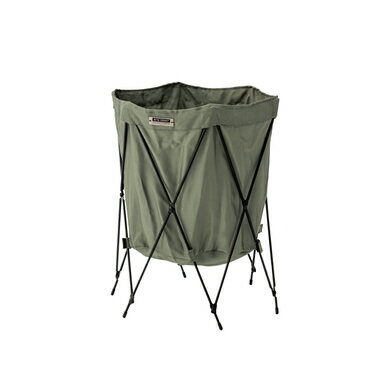 フォールディングバスケット グリーン 折りたたみ かご 丸型 直径41 高さ50 スチール ファブリック おしゃれ シンプル ナチュラル 収納 完成品