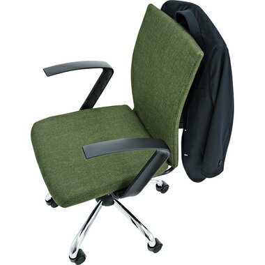 オフィスチェア グリーン キャスター付き リモートワーク 高さ調節 洋服掛け ファブリック おしゃれ シンプル パソコンチェア イス 椅子 [2]