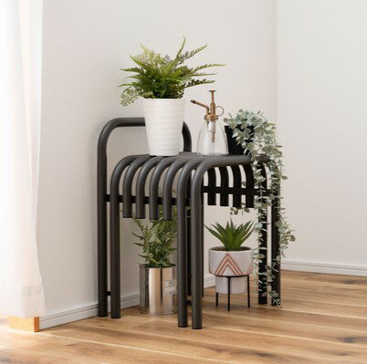 乐天商城 - オッソ スツール ダークグレー スチール製 幅42 奥行32 座面高さ42cm おしゃれ シンプル モダン アート風 玄関 寝室