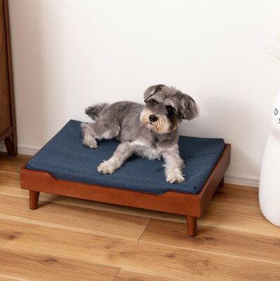 乐天商城 - シンプル ペットベッド 小型犬用 猫用 ブラウン 60×40 幅60 奥行40 高さ15cm 天然木 おしゃれ カバーリング クッション ペット家具