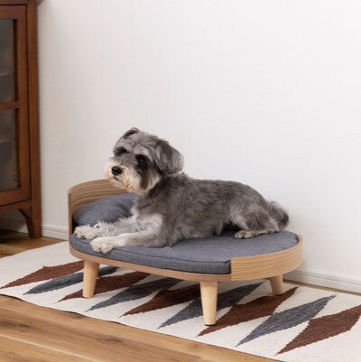 乐天商城 - シンプル ペットベッド 枕付き 小型犬用 猫用 ナチュラル 60×40 幅60 奥行40 天然木 おしゃれ カバーリング マットレス ペット家具