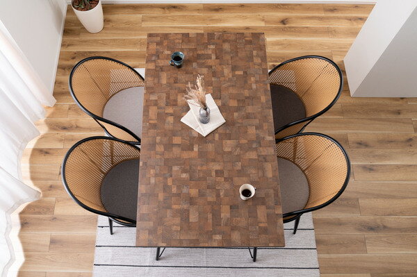 乐天商城 - ダイニングテーブル 150×80 幅150 奥行80 高さ72cm 4人用 アイアン 木目調 おしゃれ シンプル ナチュラル