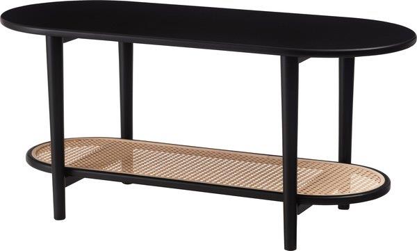 ◆ラタン風センターテーブル　ブラック◆ リビングにちょうどいい幅100cmのセンターテーブル。 下段はポリエチレン素材のラタン調デザイン。 リモコン等のリビング小物の収納にもおすすめです。 【素材】　繊維板 ラッカー塗装 ポリエチレン 【カ...
