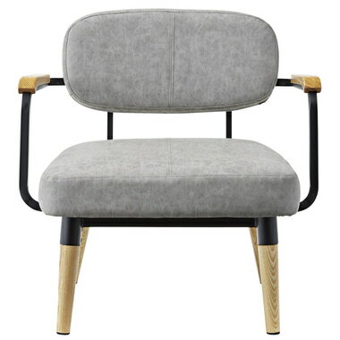 一人掛け アームチェア グレー 幅70 奥行63 高さ69 座面高39 ソフトレザー スチール シンプル 北欧 おしゃれ [2]