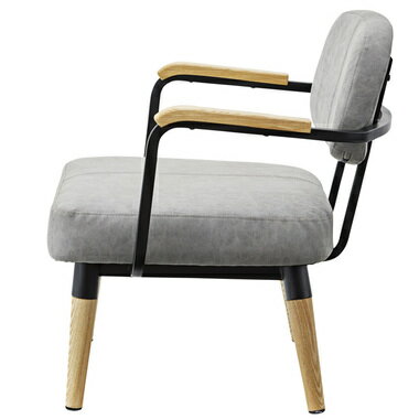 一人掛け アームチェア グレー 幅70 奥行63 高さ69 座面高39 ソフトレザー スチール シンプル 北欧 おしゃれ [3]