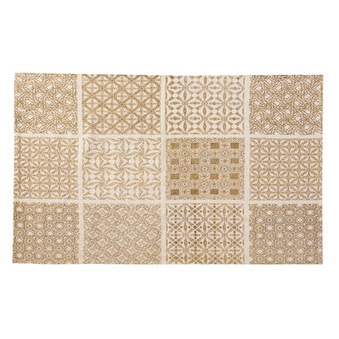 ラグ ベージュ タイル風 90×130 幅90 奥行130 コンパクト 小さめ 薄手 コットン