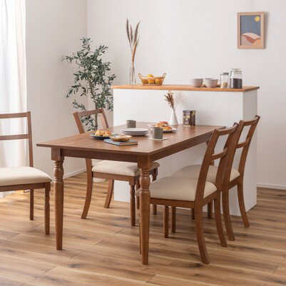 乐天商城 - ダイニングテーブル 150×80 ターンドレッグ ブラウン 幅150 奥行80 高さ72 木製 天然木 おしゃれ シンプル クラシック 食卓