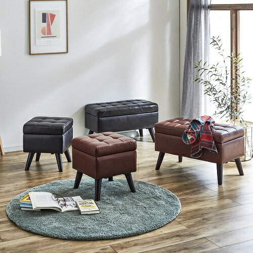 大川リビング木工社 レトロ スツール 座面収納 75×40 高さ45 ダークブラウン ブラウン おしゃれ シンプ..