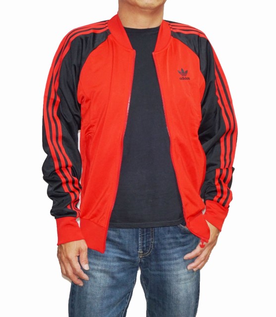 【中古】アディダス adidas トラックジャケット HR3448 赤 黒 メンズ アウター ジャージ オリジナルス adidas Originals トリコットジャケットブラック レッド スーパースター SSTのサムネイル